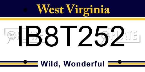 IB8T252 West Virginia License Plate