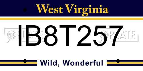 IB8T257 West Virginia License Plate