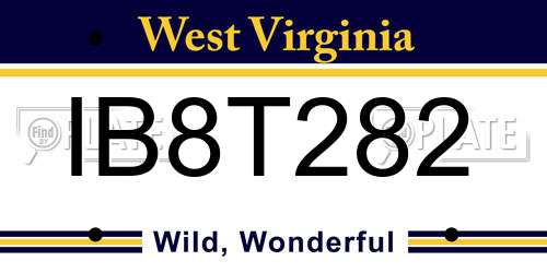 IB8T282 West Virginia License Plate