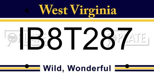 IB8T287 West Virginia License Plate