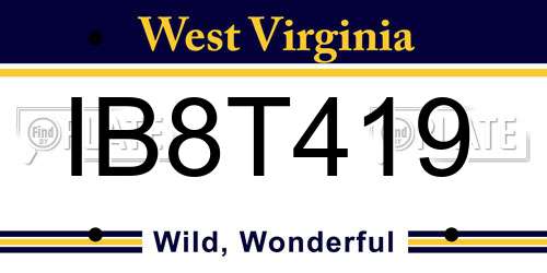IB8T419 West Virginia License Plate