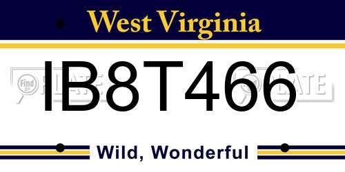 IB8T466 West Virginia License Plate