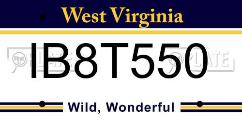 IB8T550 West Virginia License Plate