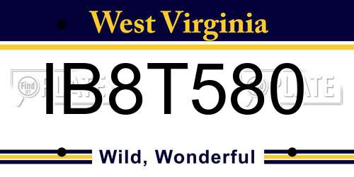 IB8T580 West Virginia License Plate