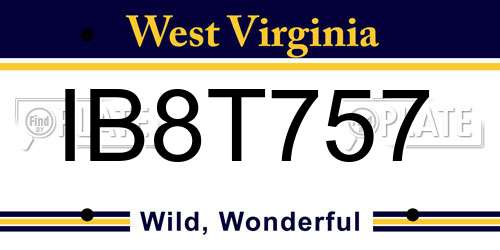 IB8T757 West Virginia License Plate
