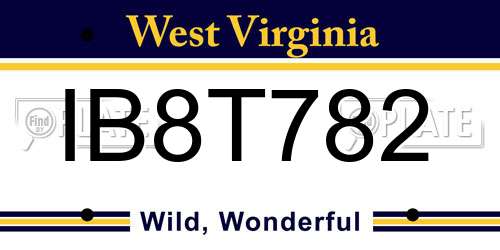 IB8T782 West Virginia License Plate