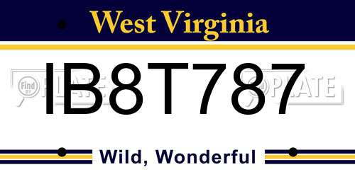 IB8T787 West Virginia License Plate