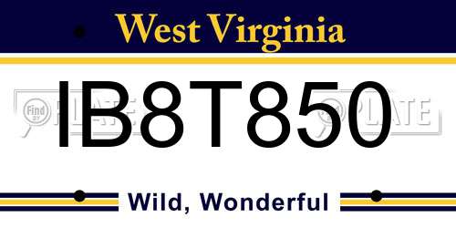 IB8T850 West Virginia License Plate
