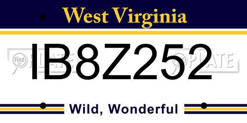 IB8Z252 West Virginia License Plate