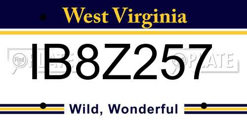 IB8Z257 West Virginia License Plate
