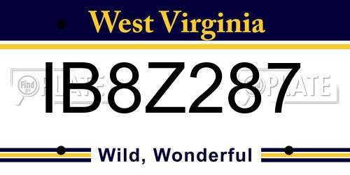 IB8Z287 West Virginia License Plate