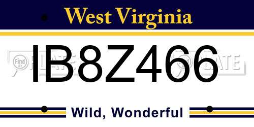 IB8Z466 West Virginia License Plate
