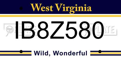 IB8Z580 West Virginia License Plate