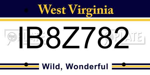 IB8Z782 West Virginia License Plate