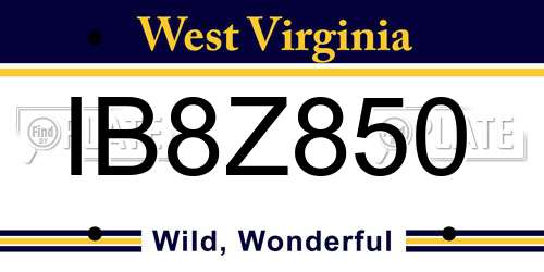 IB8Z850 West Virginia License Plate