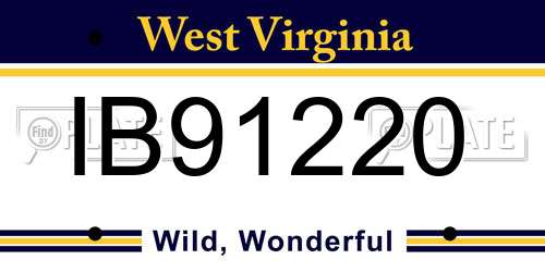 IB91220 West Virginia License Plate