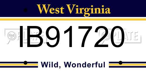 IB91720 West Virginia License Plate