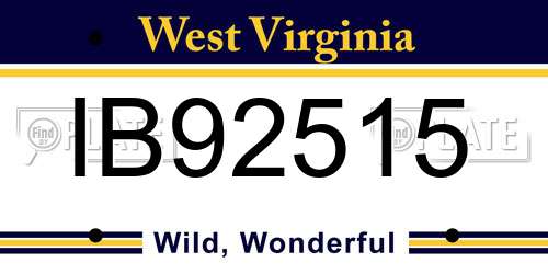 IB92515 West Virginia License Plate