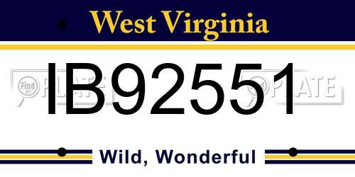 IB92551 West Virginia License Plate