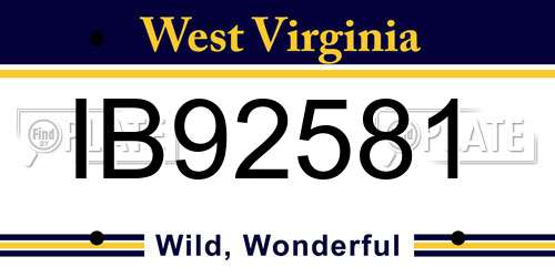 IB92581 West Virginia License Plate