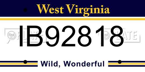 IB92818 West Virginia License Plate