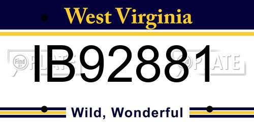 IB92881 West Virginia License Plate