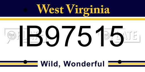 IB97515 West Virginia License Plate