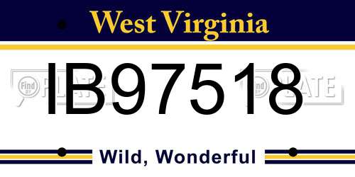 IB97518 West Virginia License Plate