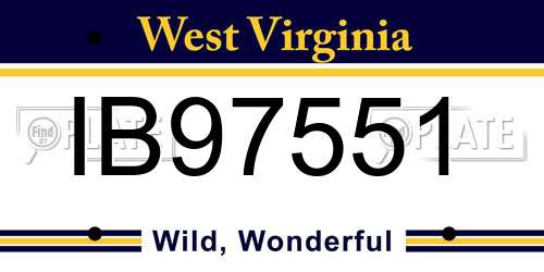IB97551 West Virginia License Plate