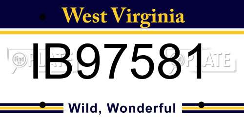 IB97581 West Virginia License Plate