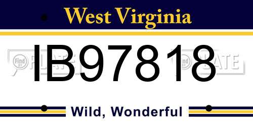 IB97818 West Virginia License Plate