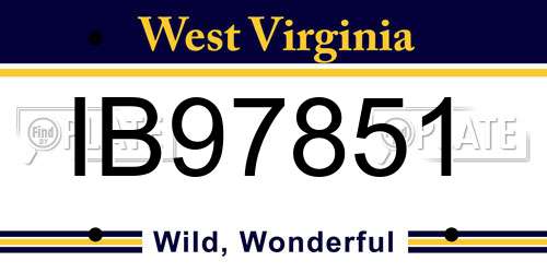 IB97851 West Virginia License Plate
