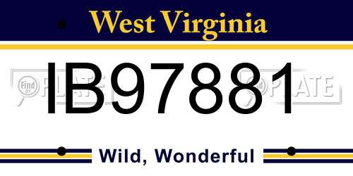 IB97881 West Virginia License Plate