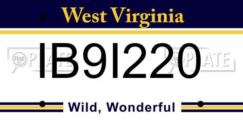 IB9I220 West Virginia License Plate