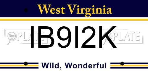 IB9I2K West Virginia License Plate