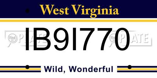 IB9I770 West Virginia License Plate