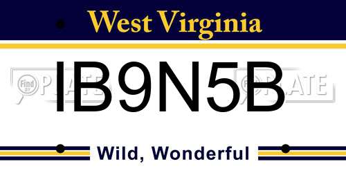 IB9N5B West Virginia License Plate