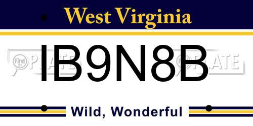 IB9N8B West Virginia License Plate