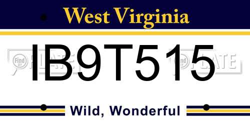 IB9T515 West Virginia License Plate