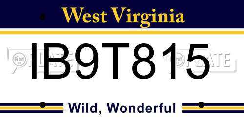 IB9T815 West Virginia License Plate