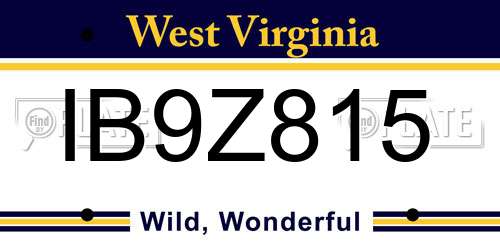 IB9Z815 West Virginia License Plate