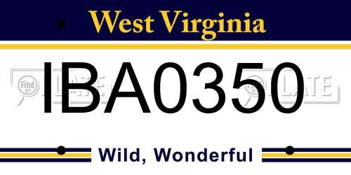 IBA0350 West Virginia License Plate