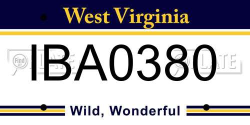 IBA0380 West Virginia License Plate