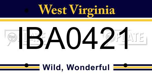 IBA0421 West Virginia License Plate