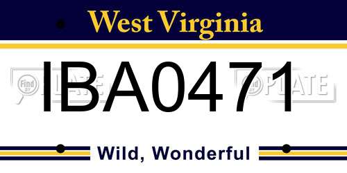 IBA0471 West Virginia License Plate
