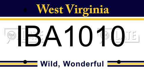 IBA1010 West Virginia License Plate