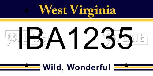 IBA1235 West Virginia License Plate