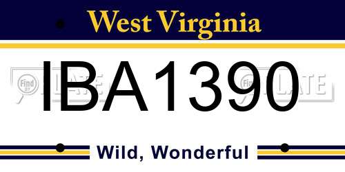 IBA1390 West Virginia License Plate