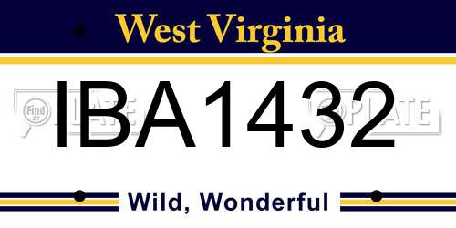 IBA1432 West Virginia License Plate