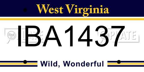 IBA1437 West Virginia License Plate
